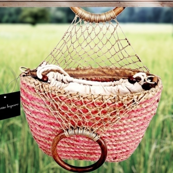 NANETTE LEPORE Clementine Handmade Striped Woven Jute Wood-Handle Bucket Bag - Picture 8 of 14